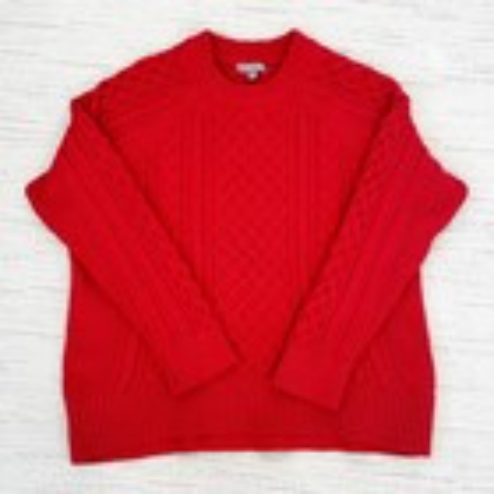 J. CREW Cable Knit Women’s XL Red Sweater Holiday Fisherman Nautical Preppy Cozy - Picture 11 of 11